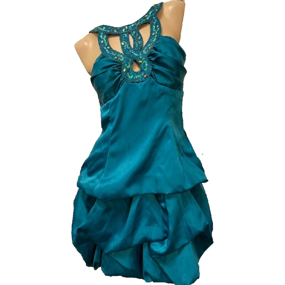 NWT Masquerade Jr Dress Teal 1/2 Bubble Skirt